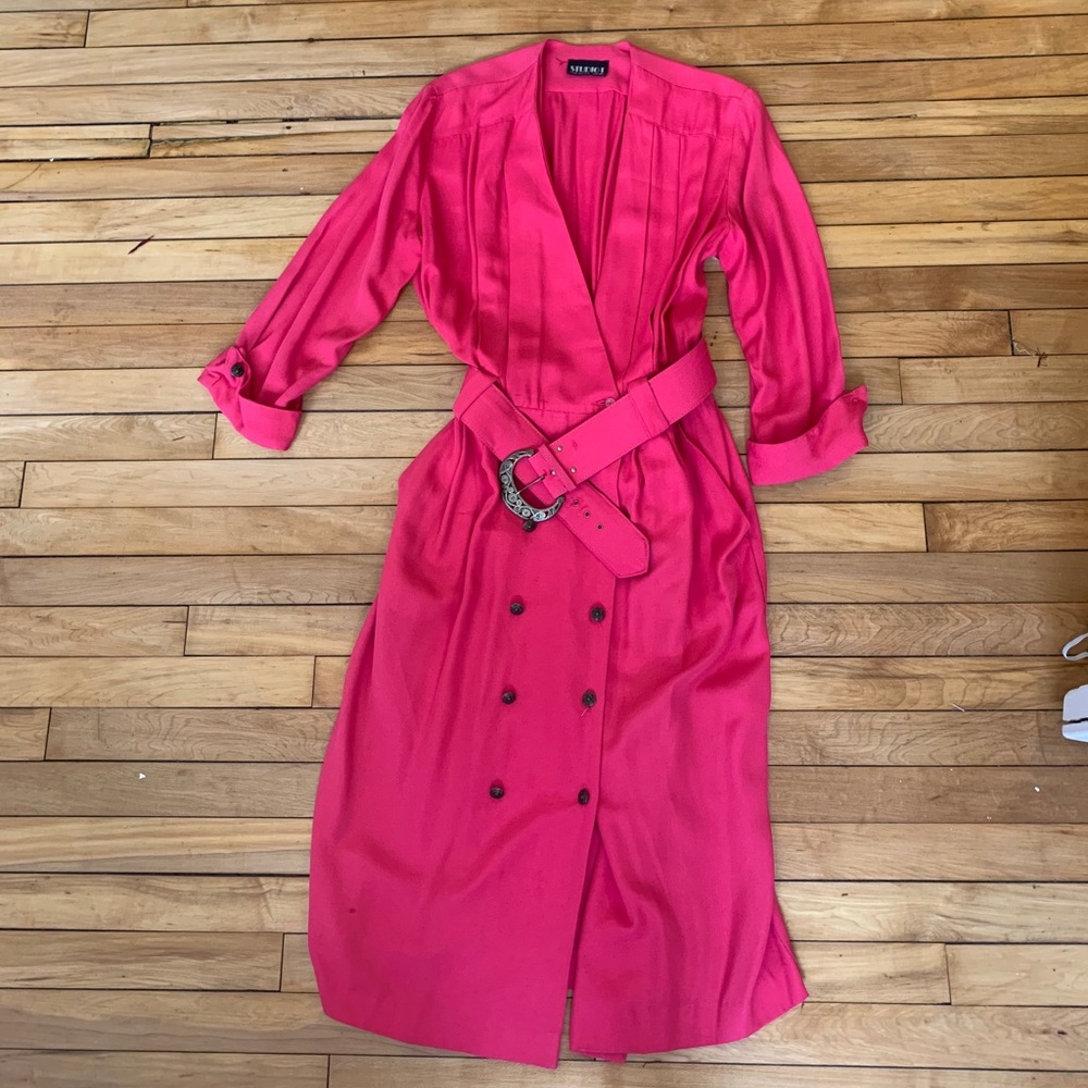 VTG Vintage 80s hot pink dress